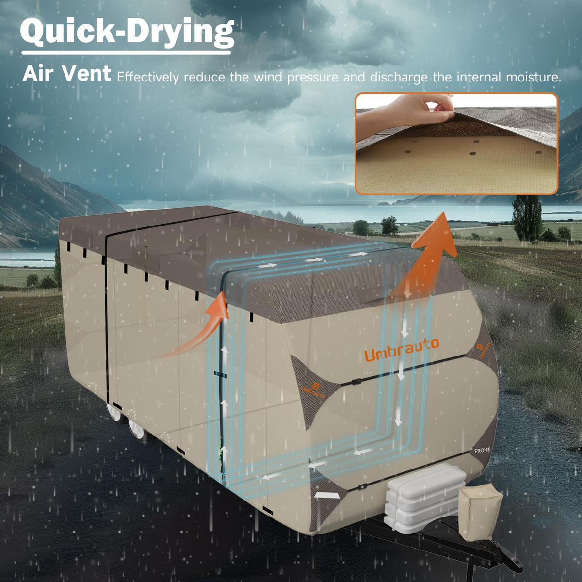 14' ~ 16' Waterproof Windproof Heavy Duty Travel Trailer RV Cover K30780