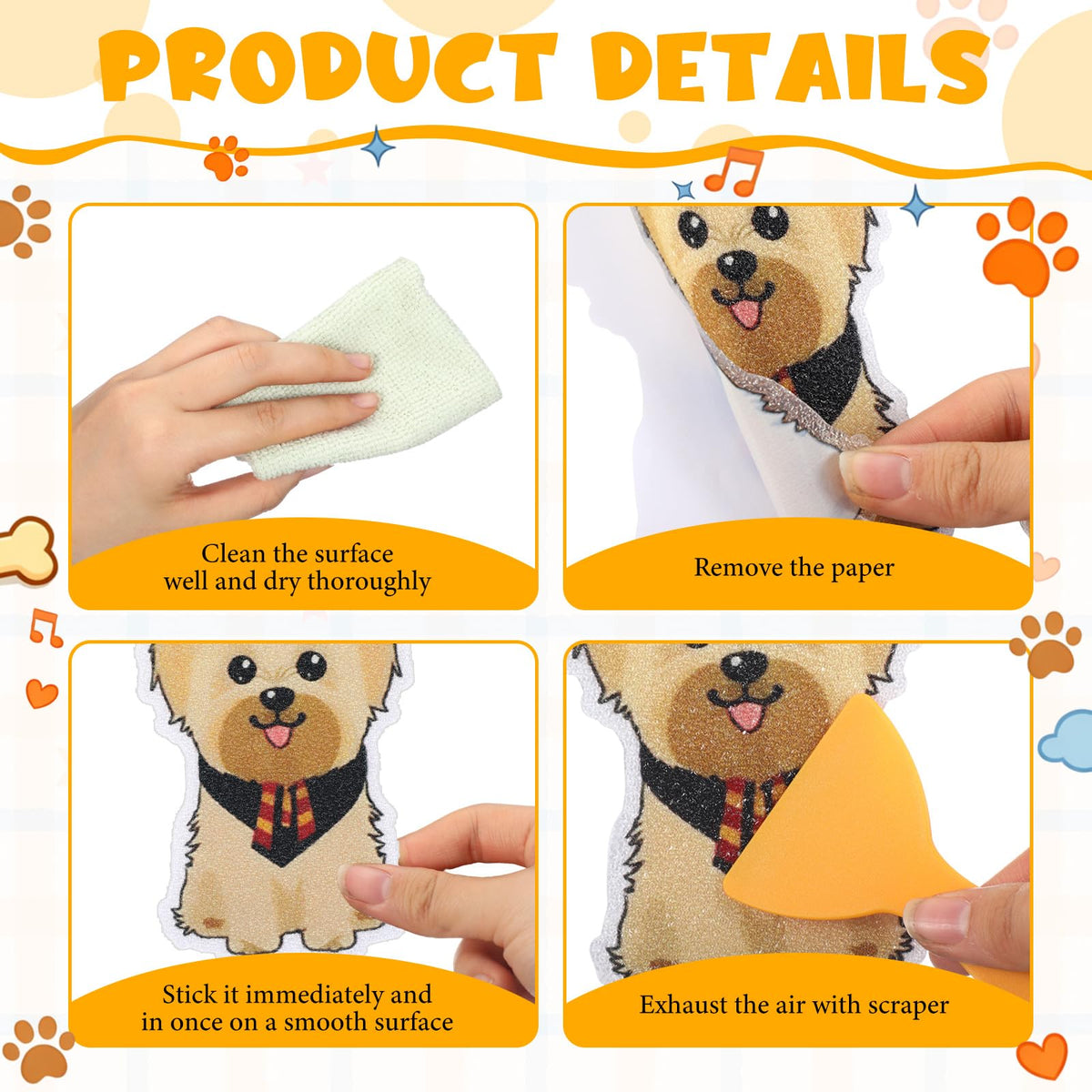 24 Pcs Dog Bathtub Non Slip Stickers Q250