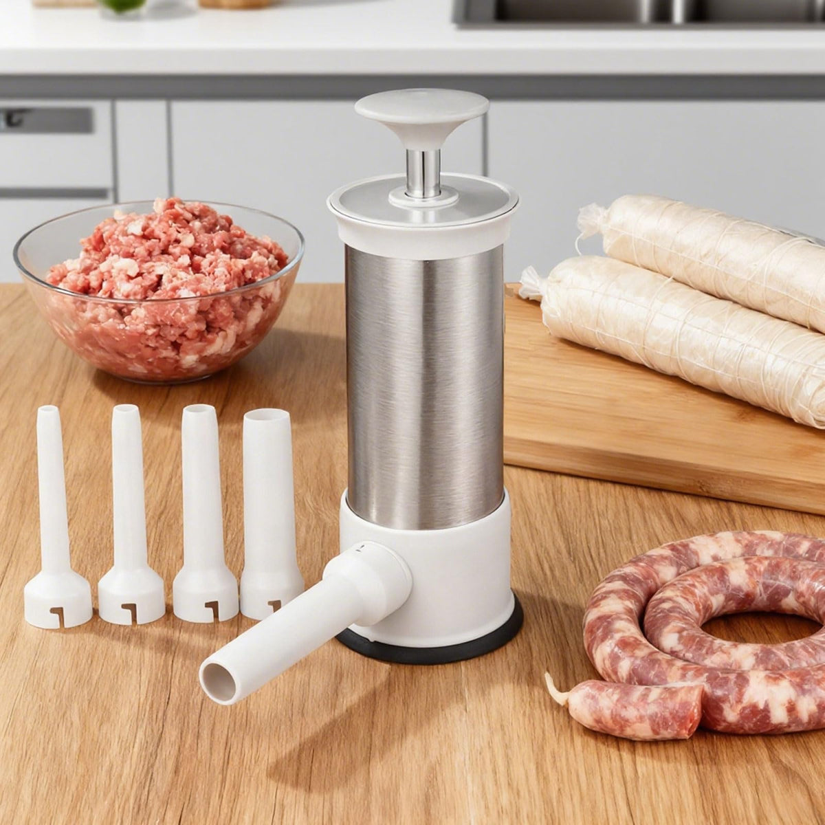 2.2-Pound Vertical Sausage Stuffer with 4 Nozzles N1237