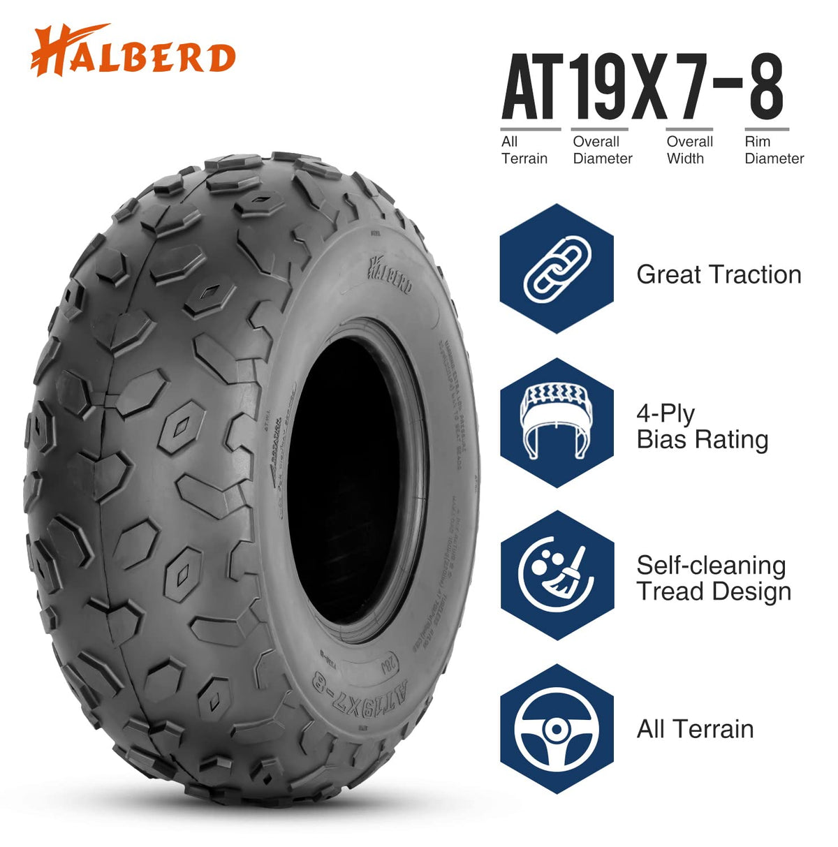 19x7-8 ATV UTV Tires Set of 2 Tubeless E36764