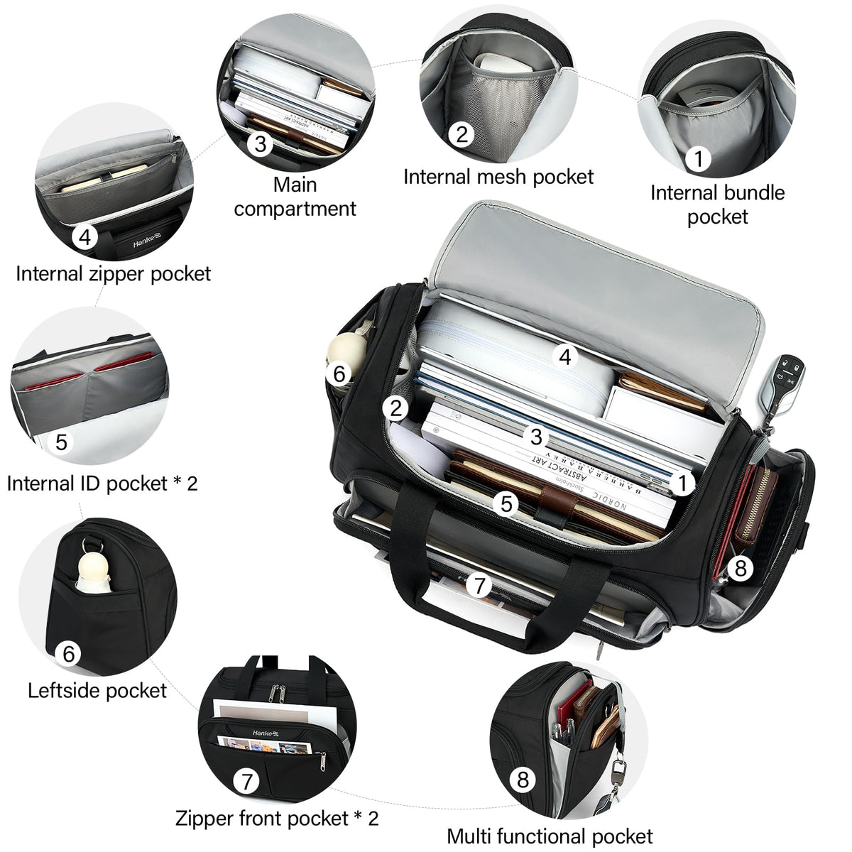 Black Lightweight Water Resistant Foldable Travel Duffel Bag M1672