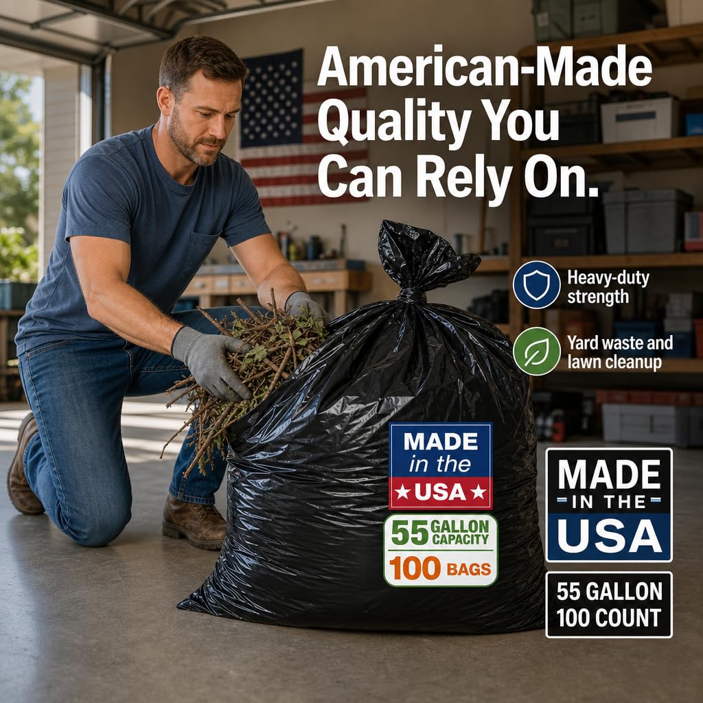 Heavy Duty Black 55-60 Gallon Trash Bags 100 Count K59340
