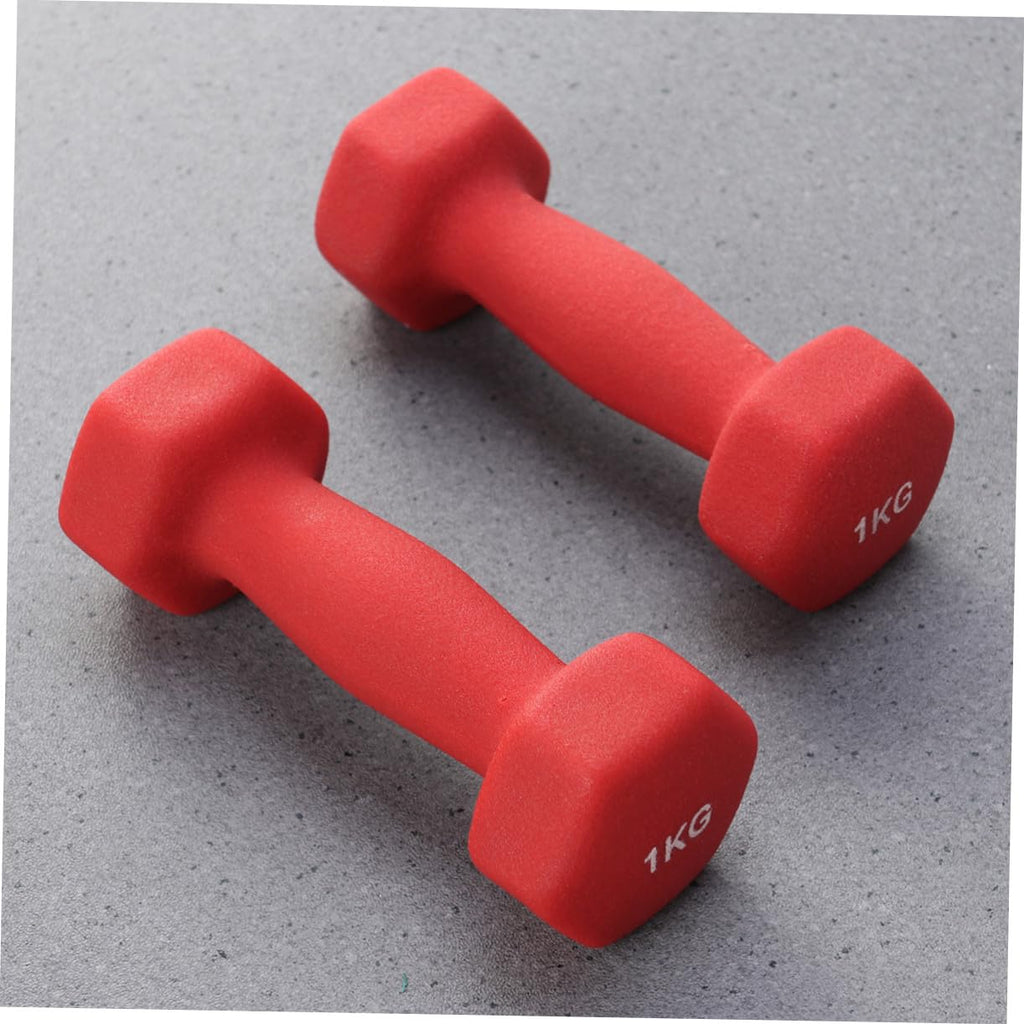 Ergonomic Hexagonal Neoprene Coated Dumbbells Red R716