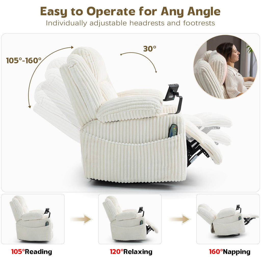 Power Swivel Rocker Recliner with Adjustable Headrest N600
