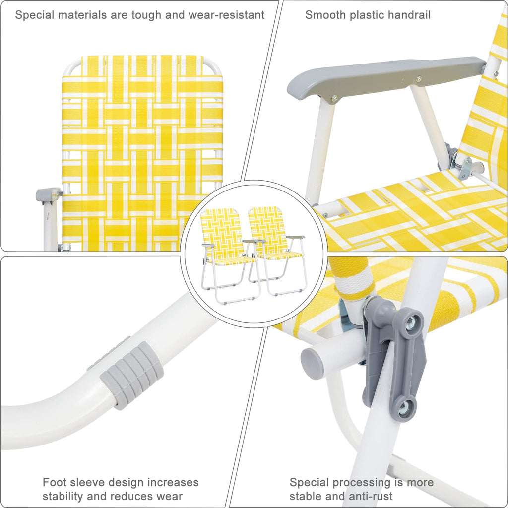 Set of 2 Yellow & White Webbed Folding Chairs K5110