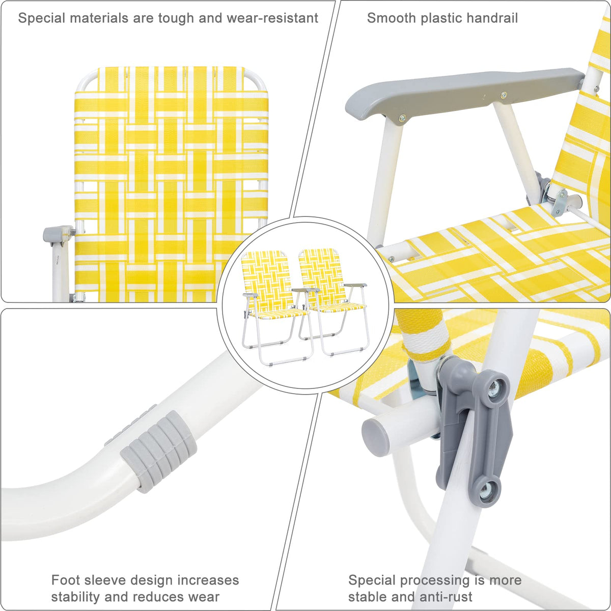 Set of 2 Yellow & White Webbed Folding Chairs K5110