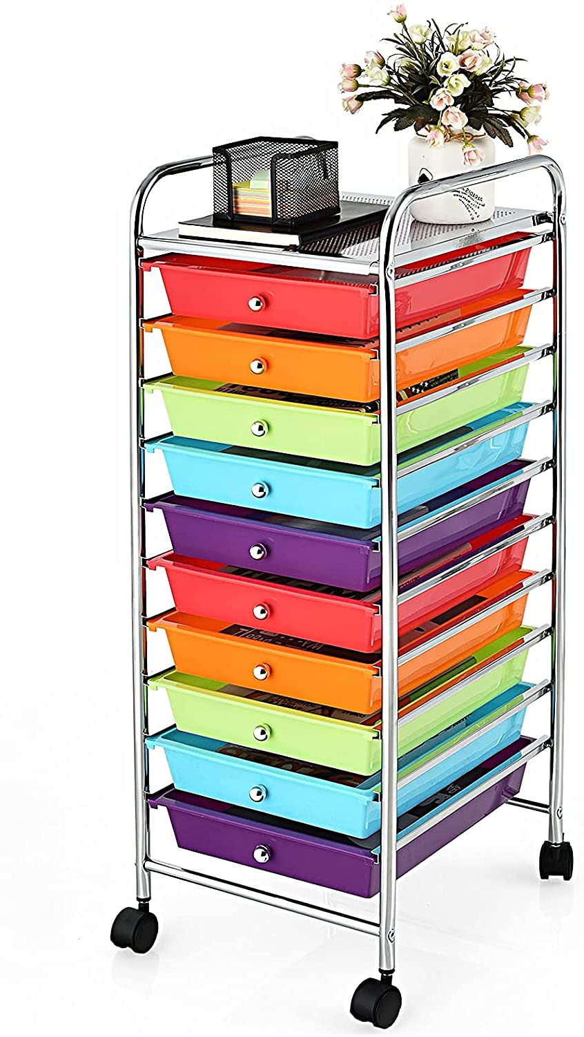 10 Drawer Rolling Storage Organizer Cart S636