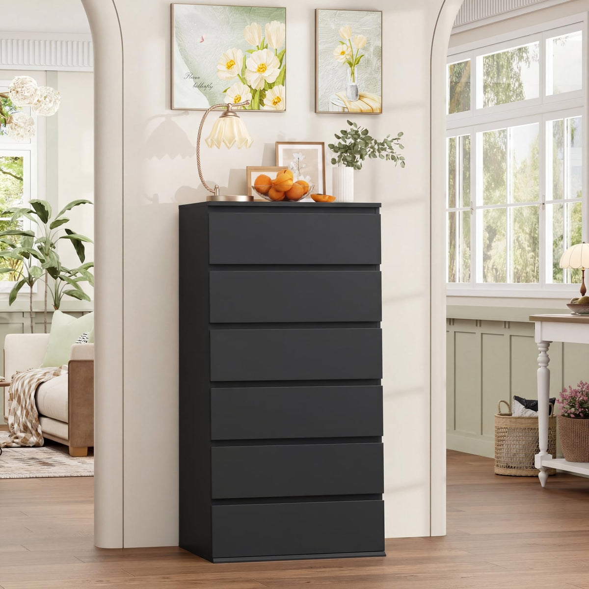 Black 6 Drawer Dresser A318