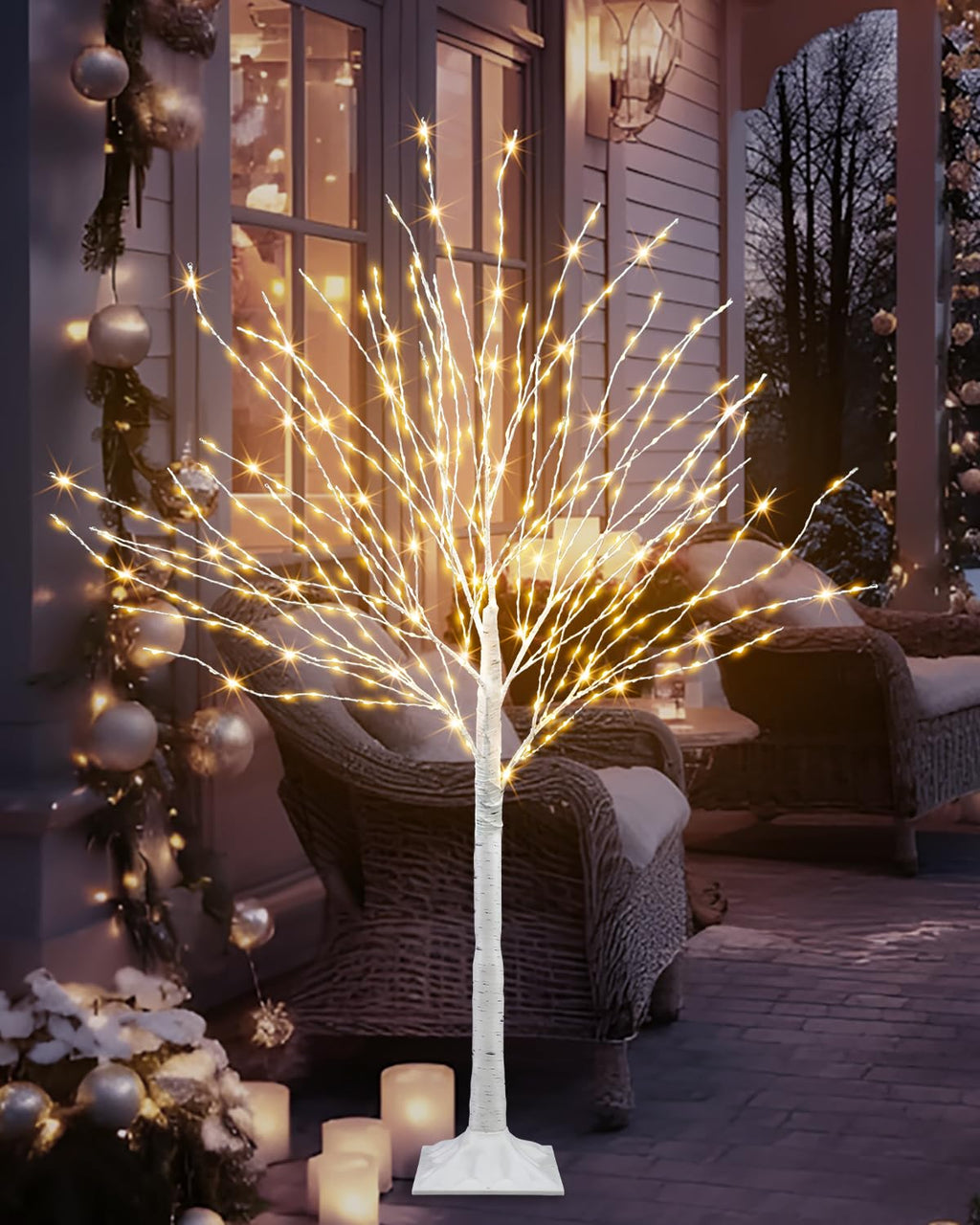 4 FT Lighted Artificial White Birch Tree with 432 LED Timer Z55344