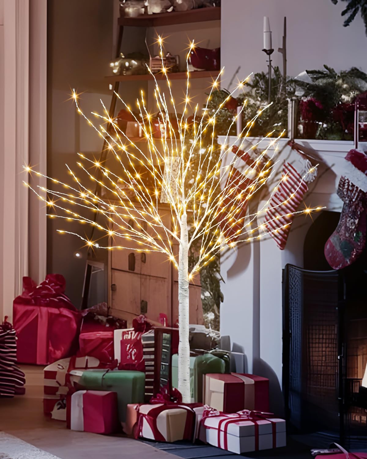 4 FT Lighted Artificial White Birch Tree with 432 LED Timer Z55344