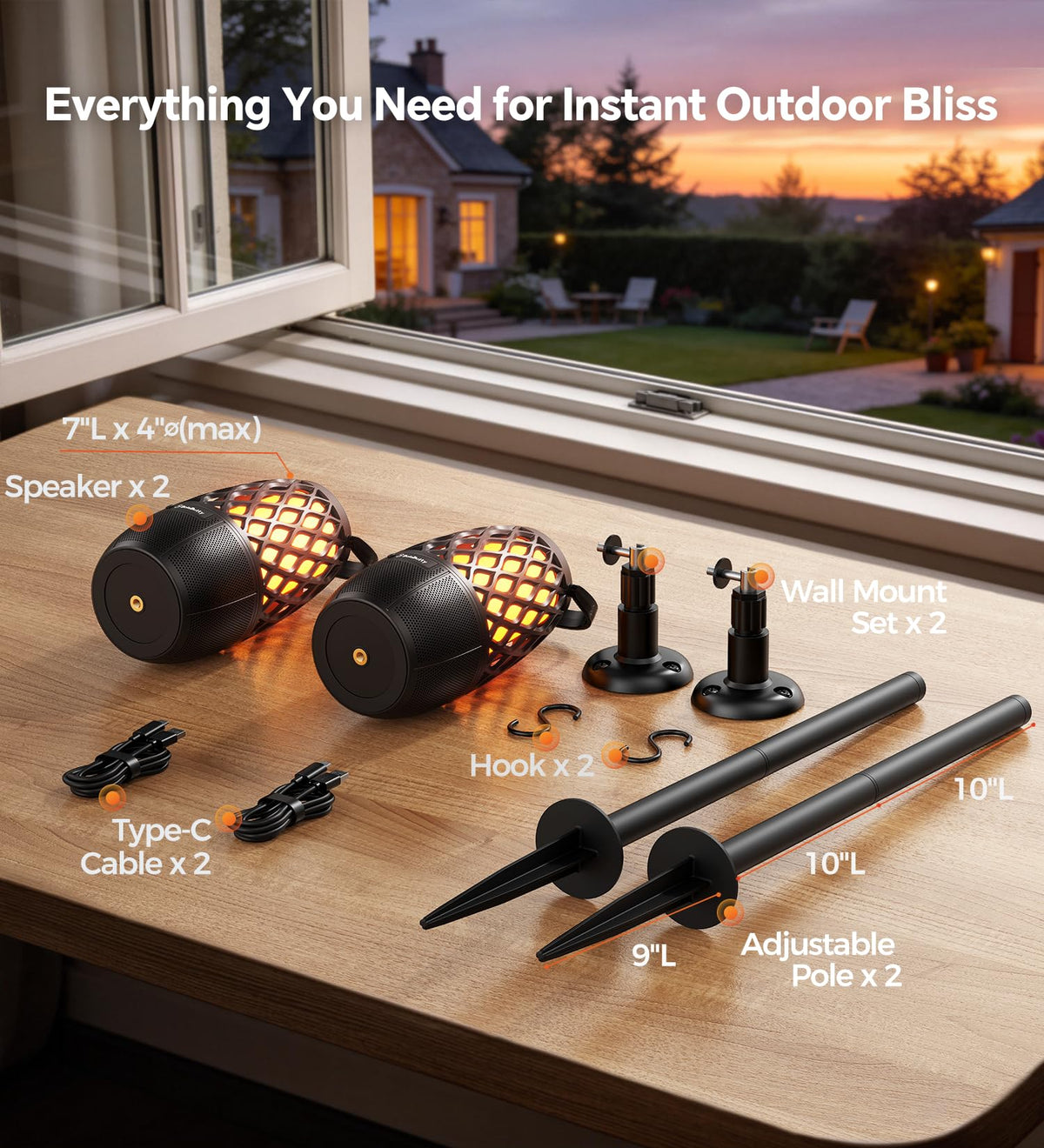 IPX5 Waterproof Outdoor Speakers 2 Pack V2810