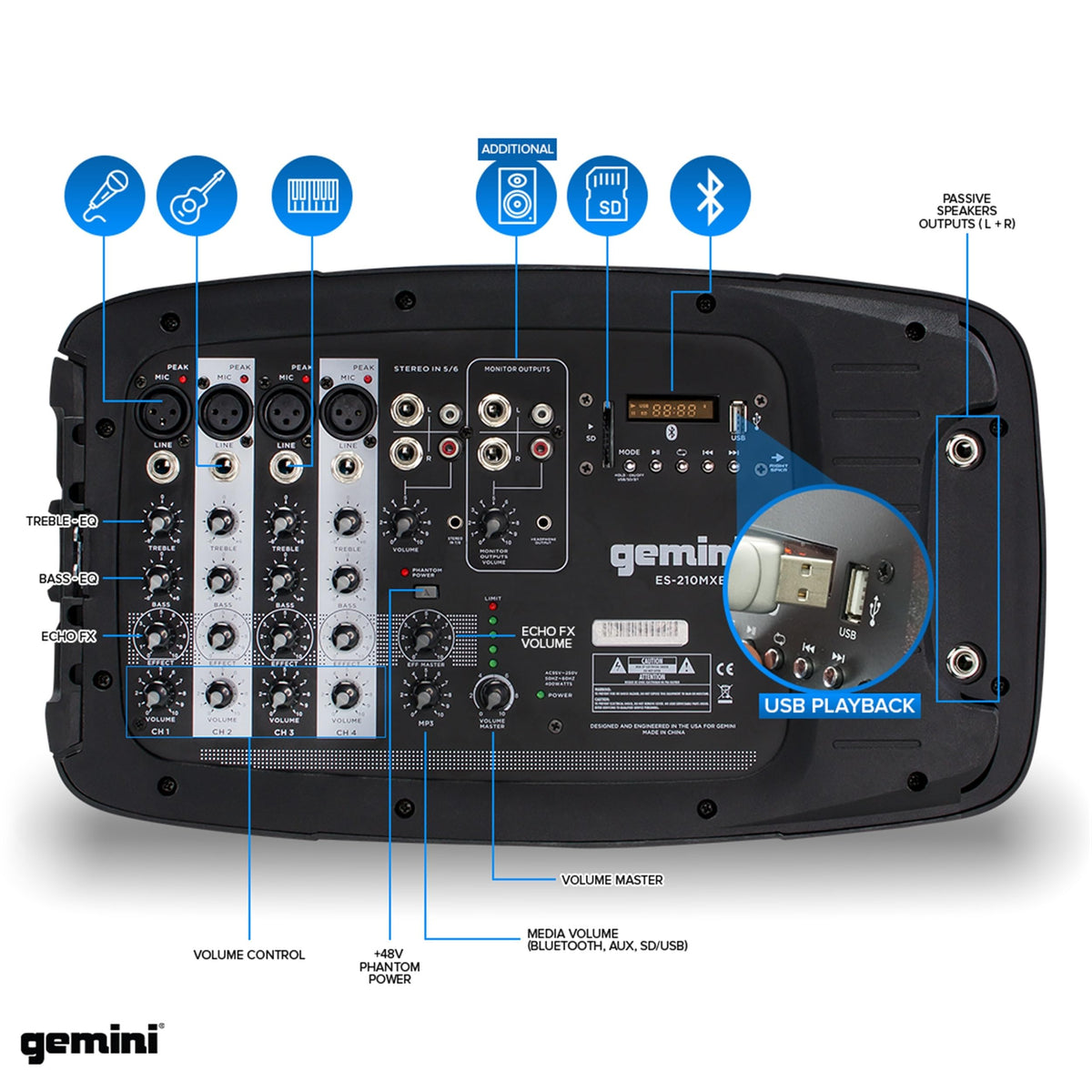 Portable PA System with Dual 10" Speakers N3735