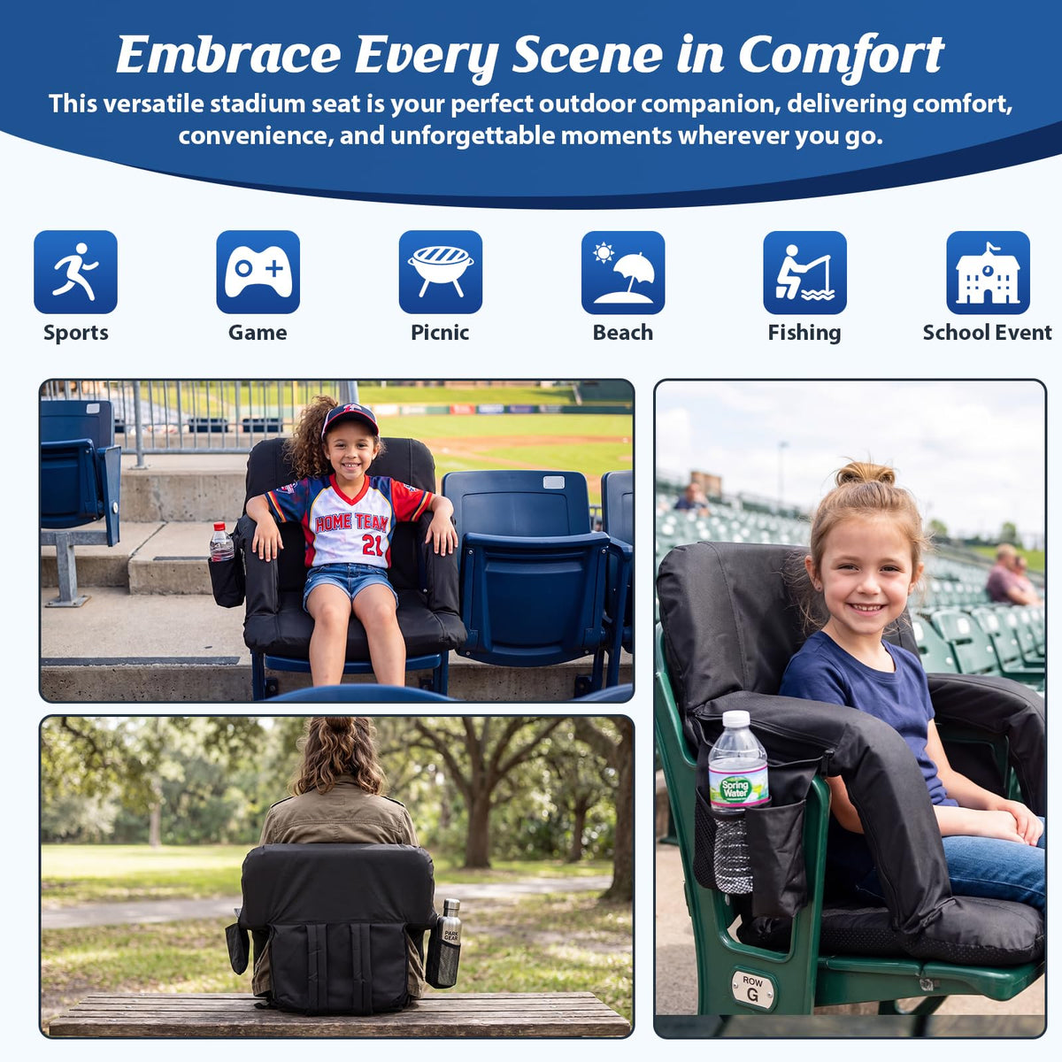 25” Extra Wide Stadium Seats with Back Support 2 Pack W36732