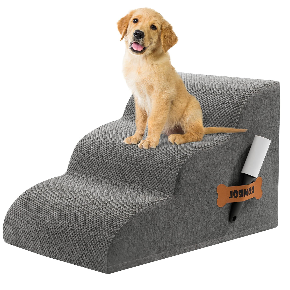 3-Steps Dog Stairs Ramp with Non-Slip Waterproof Fabric Cover J356
