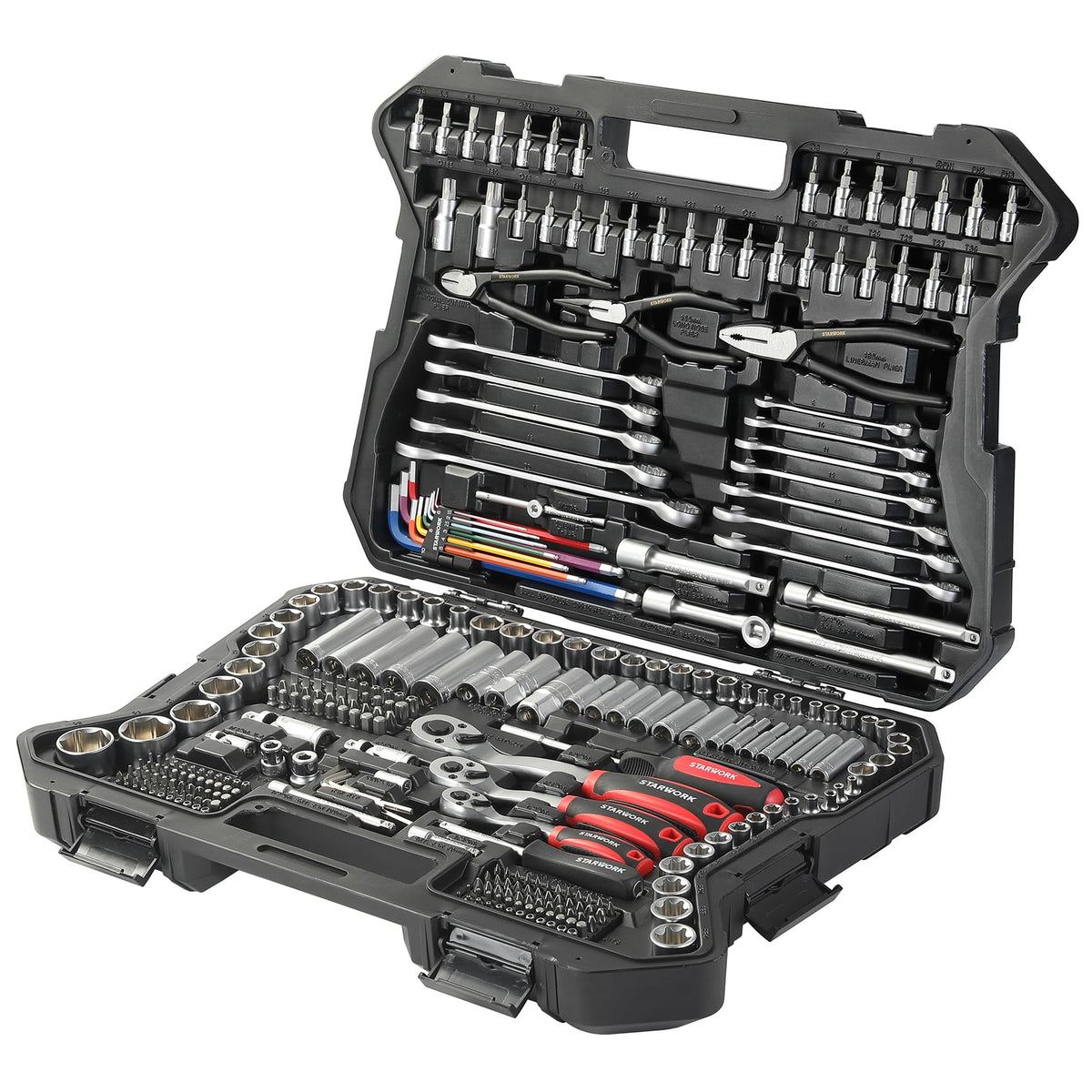314-Piece Mechanics Tool Set and Socket Set, 1/4", 3/8", 1/2" Drive, Metric F53093