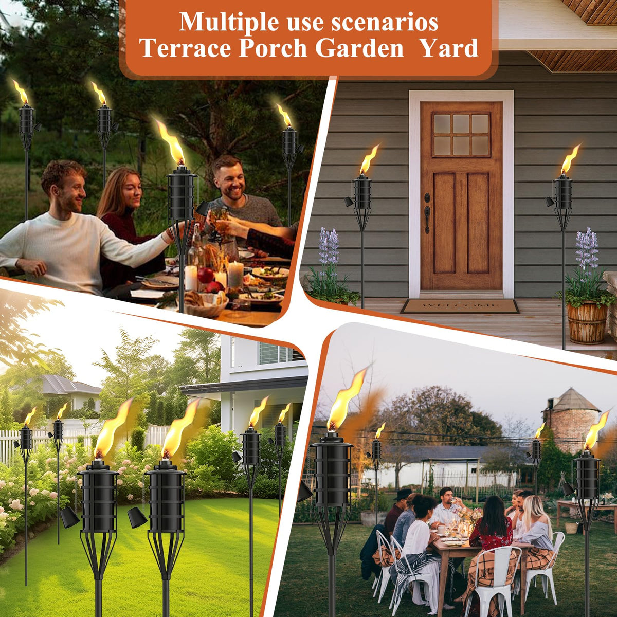 Citronella Garden Torch Set of 6, 16oz Metal Torch K4863
