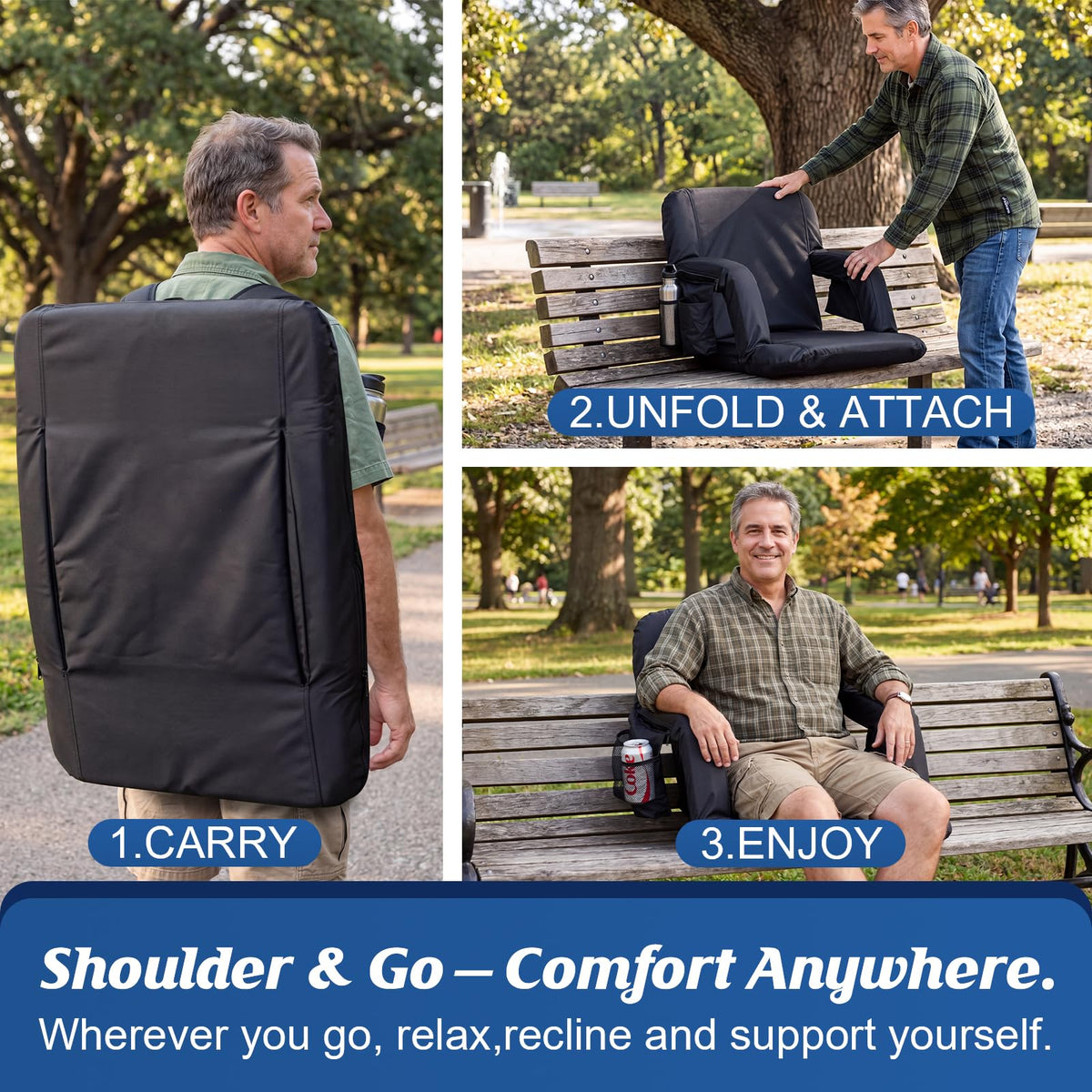 25” Extra Wide Stadium Seats with Back Support 2 Pack W36732