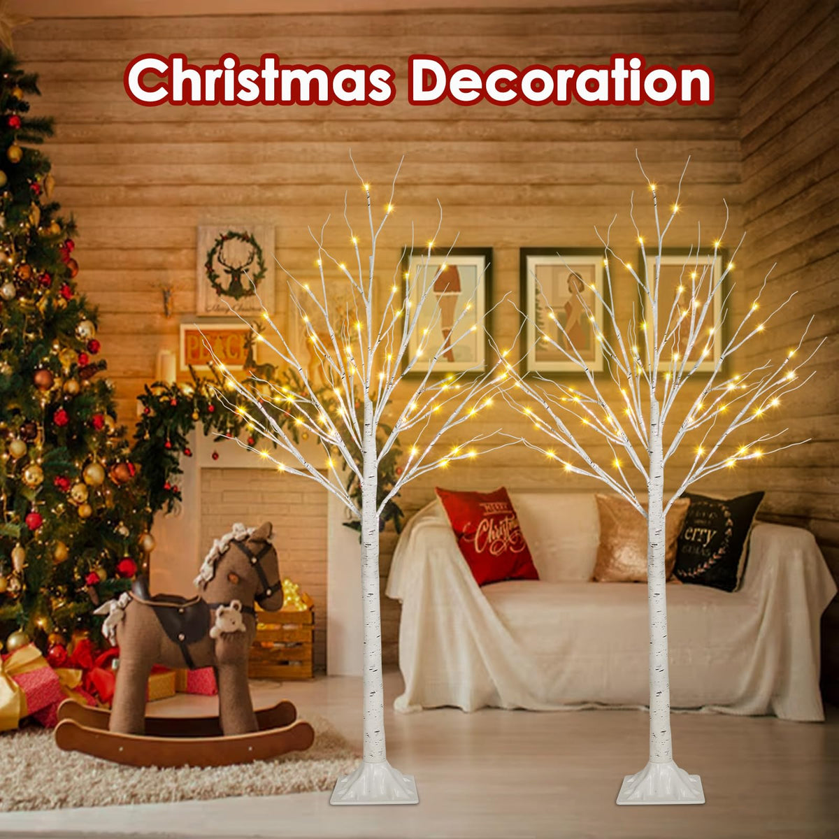 2-Pack 4FT Lighted Birch Tree L629
