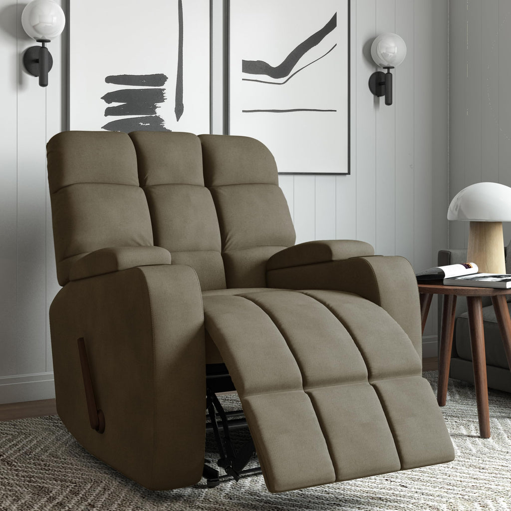 Velvet Swivel Rocker Recliner Chair with Adjustable Backrest and Footrest D229