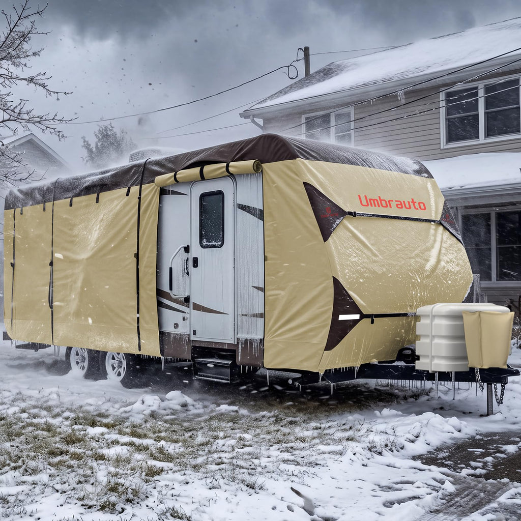 14' ~ 16' Waterproof Windproof Heavy Duty Travel Trailer RV Cover K30780