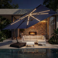 11x11ft Solar Powered Led Cantilever Umbrella with Base N2060