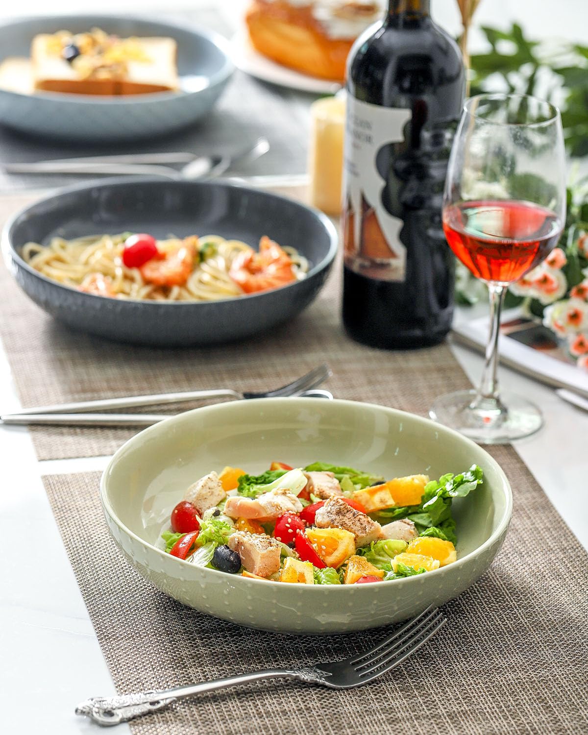 9.1'' 42 OZ Ceramic Pasta Bowls Set of 4 I26800