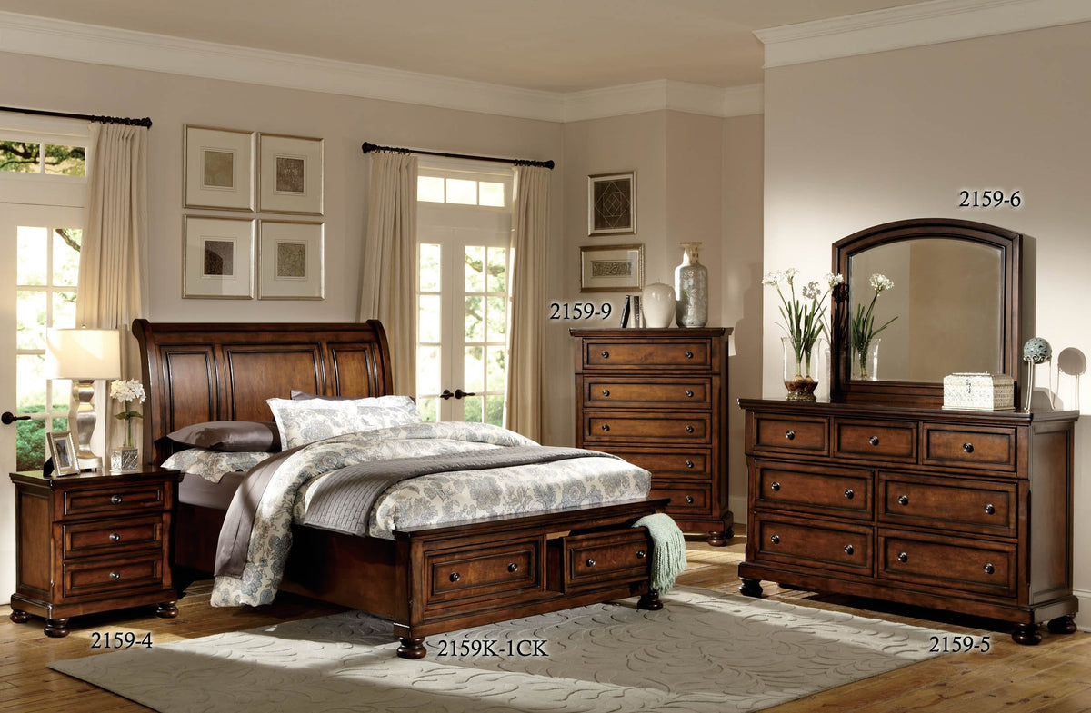 Cherry Sleigh Platform Bed, Cal King Y8082