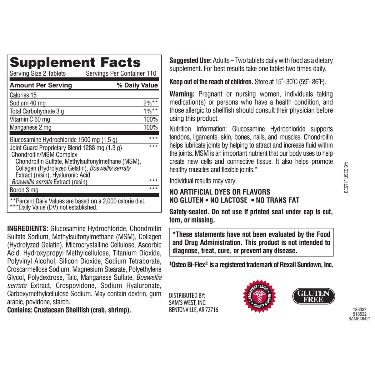 Triple Strength Glucosamine Chondroitin MSM 220 Count K18384