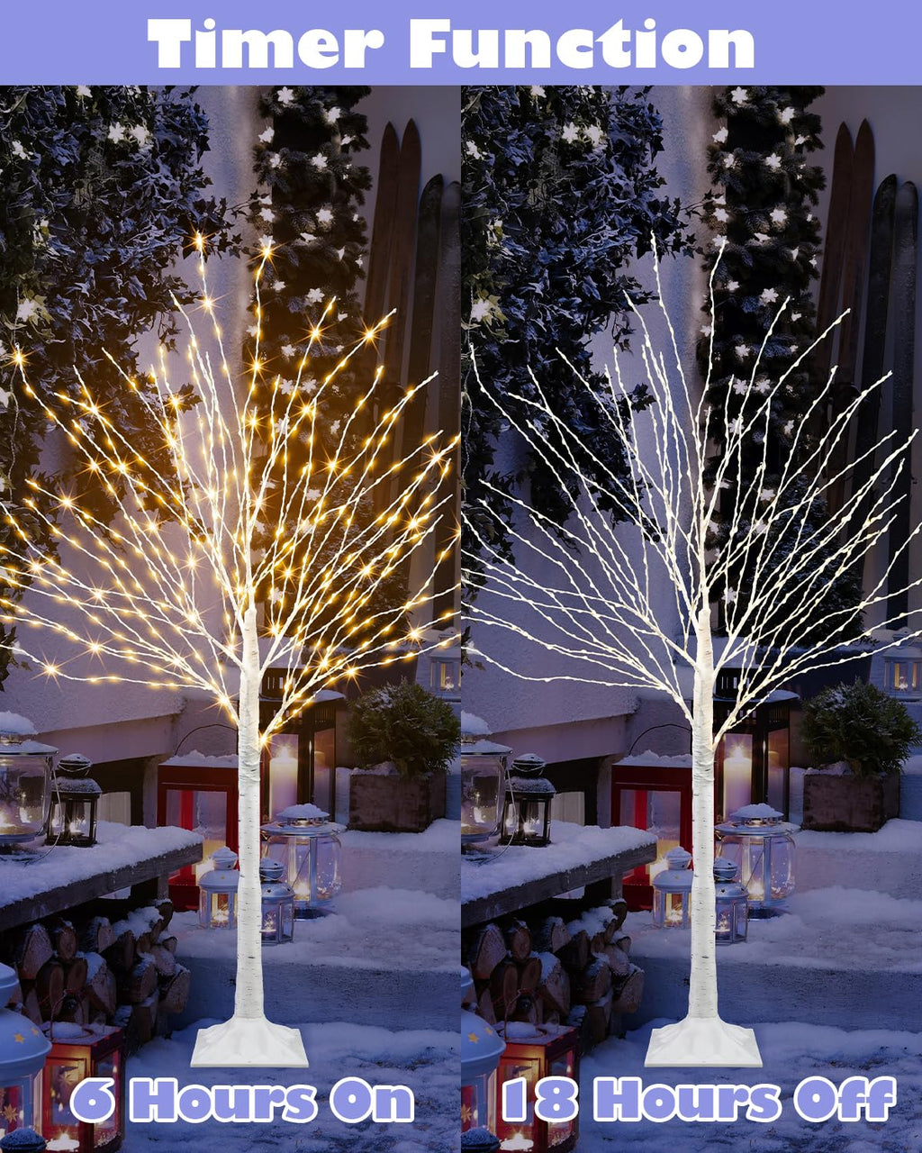 4 FT Lighted Artificial White Birch Tree with 432 LED Timer Z55344