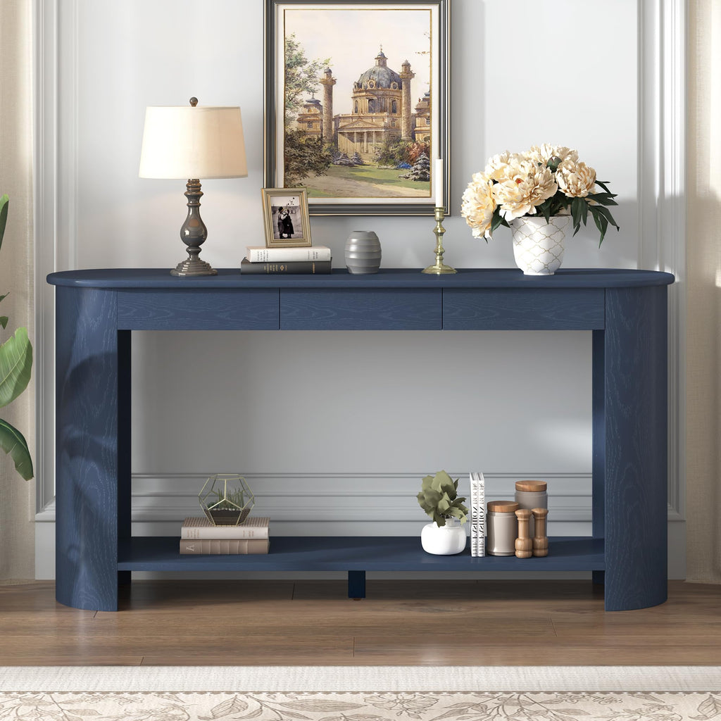 Curved Console Table with 3 Drawers and Bottom Shelf T331590