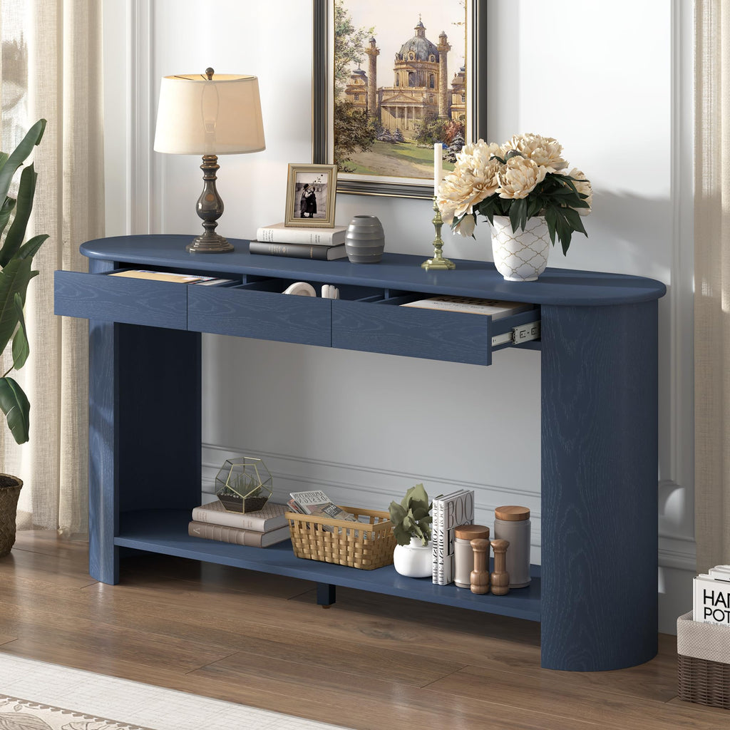 Curved Console Table with 3 Drawers and Bottom Shelf T331590