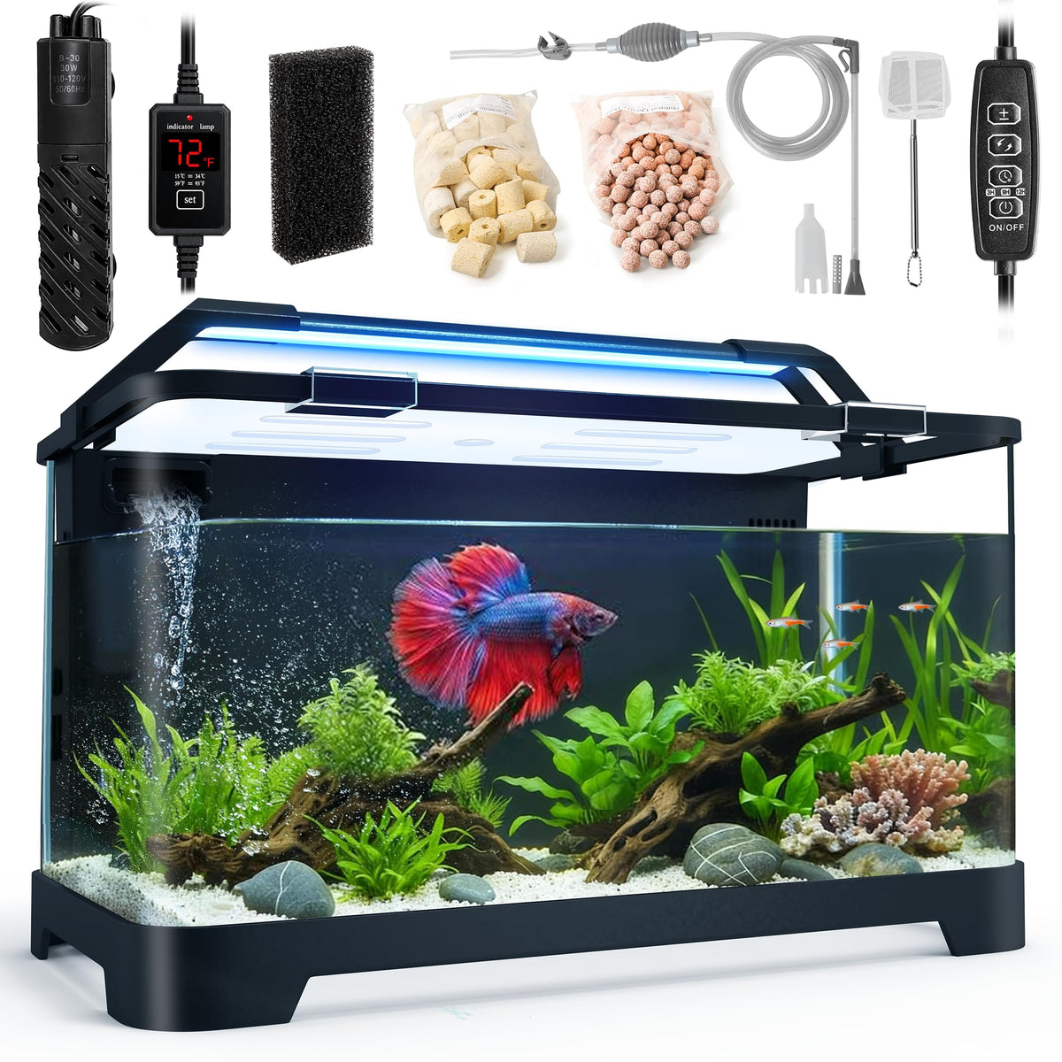 3.5 Gallon Acrylic Aquarium Starter Kit with Heater U3913