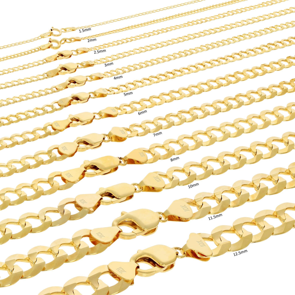 10K Yellow Gold Cuban Curb Link Chain Necklace T575377