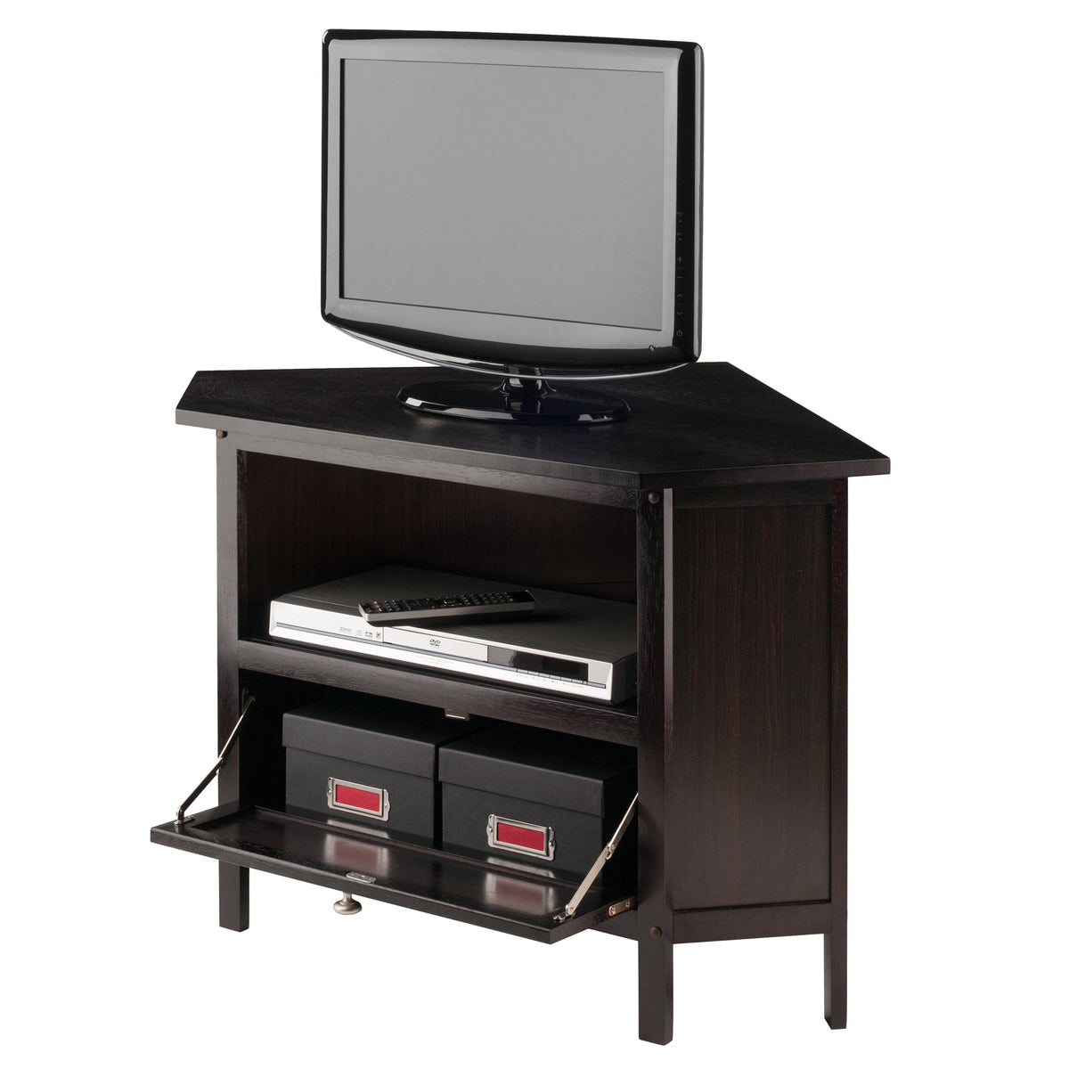 Compact Espresso Corner TV Stand Q5542