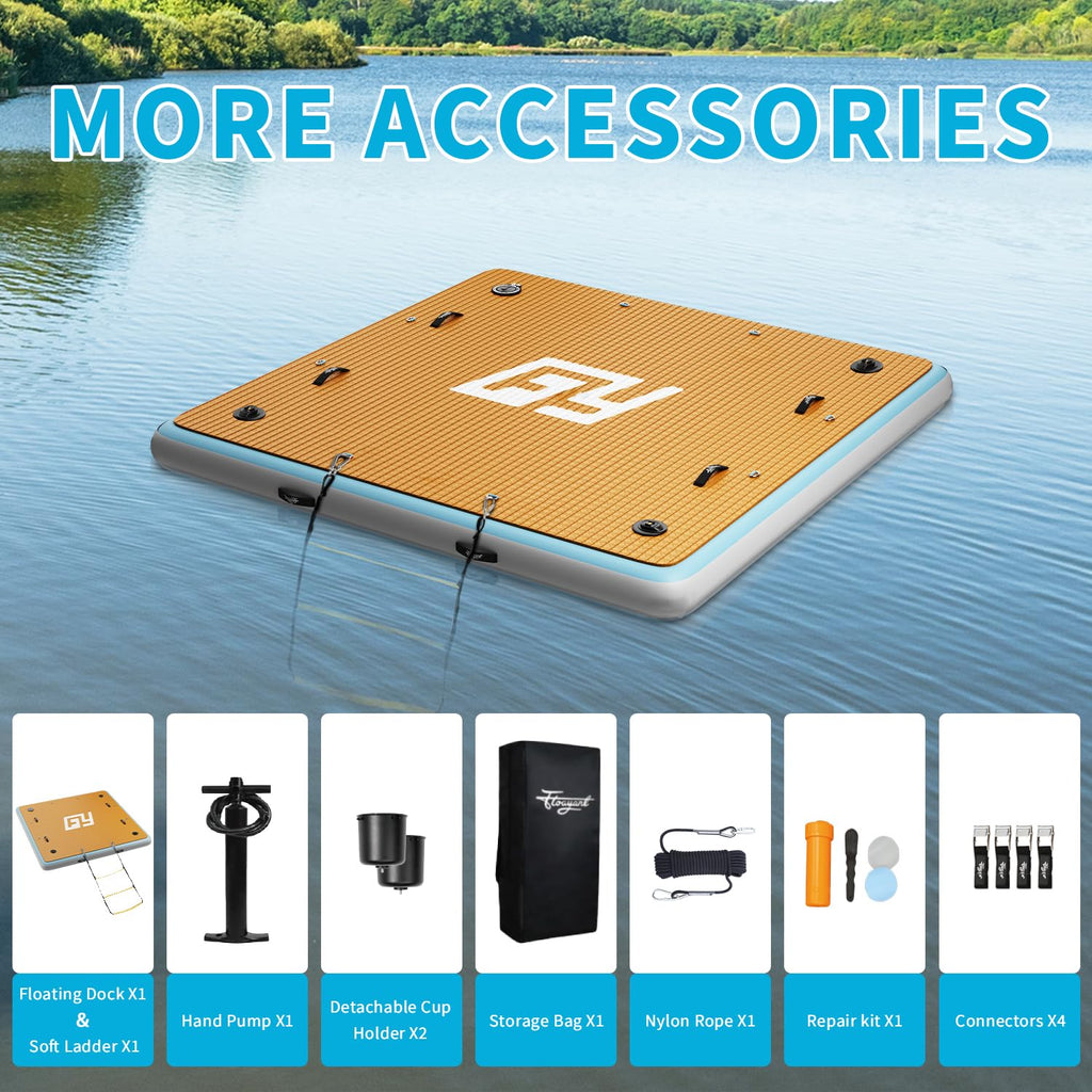 7×7' Inflatable Floating Dock with Soft Ladder N434974