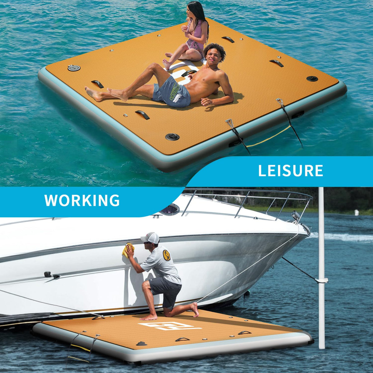 7×7' Inflatable Floating Dock with Soft Ladder N434974