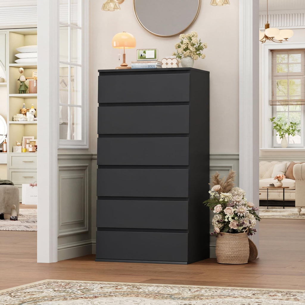 Black 6 Drawer Dresser A318