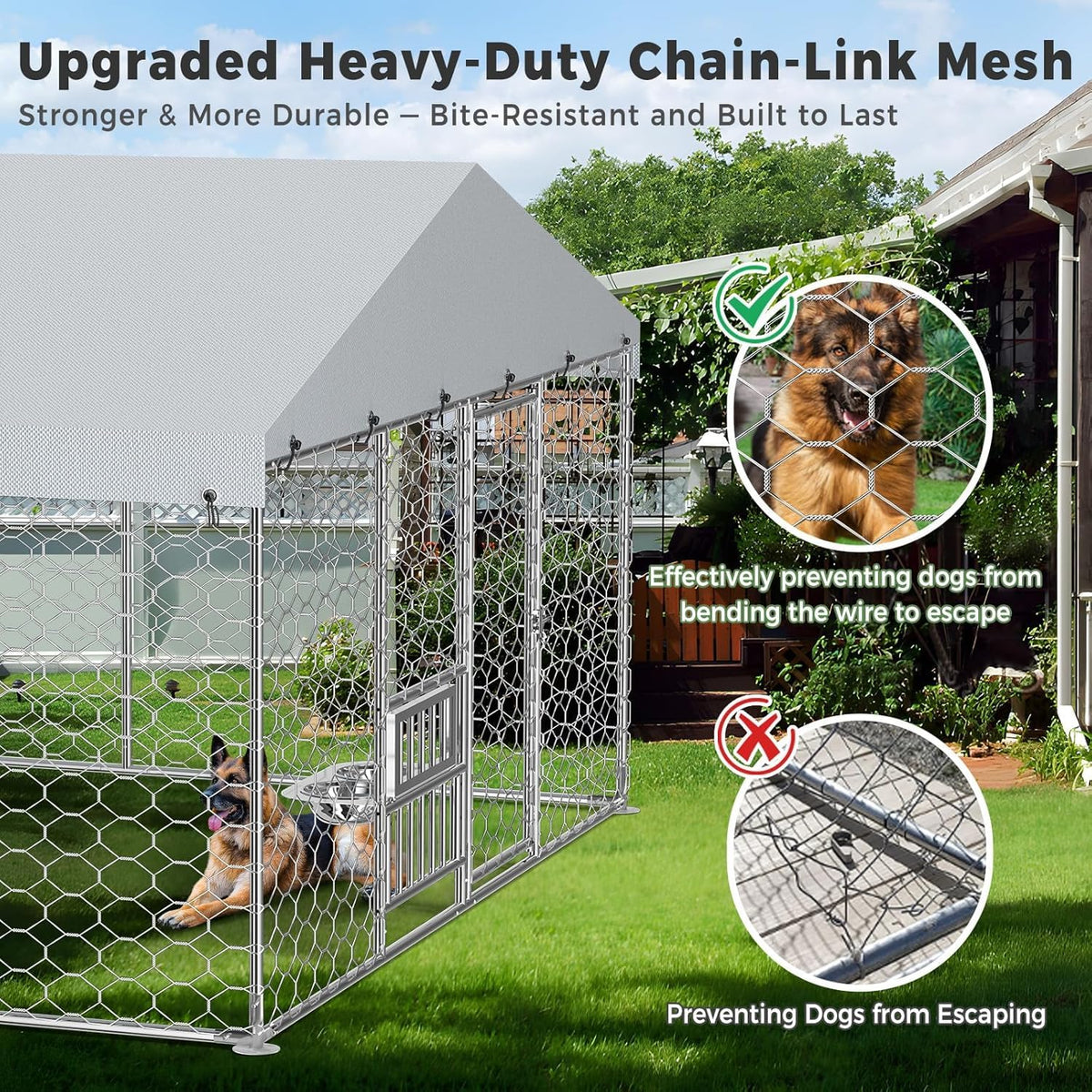 10x15FT Galvanized Outdoor Dog Kennel F7186