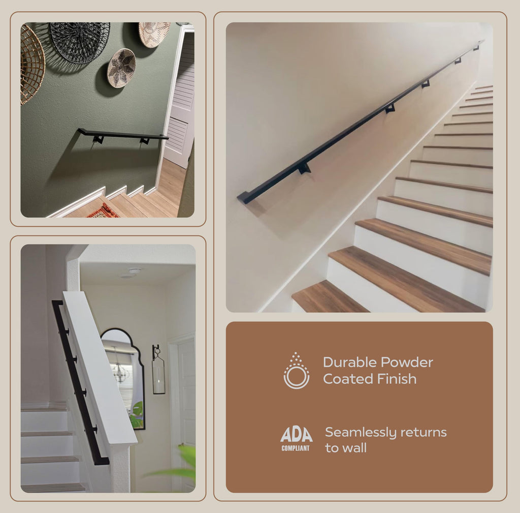 Black 5 Foot Aluminum Handrail Grab Bar Set B9590