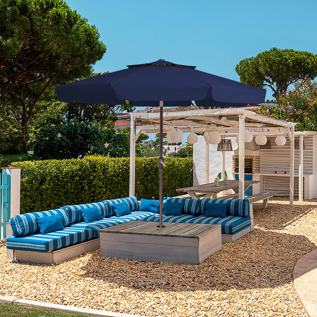 9ft 2-Tier Patio Umbrella, Crank Tilt, Navy Blue C171406
