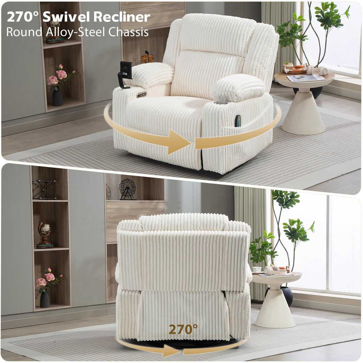 Power Swivel Rocker Recliner with Adjustable Headrest N600