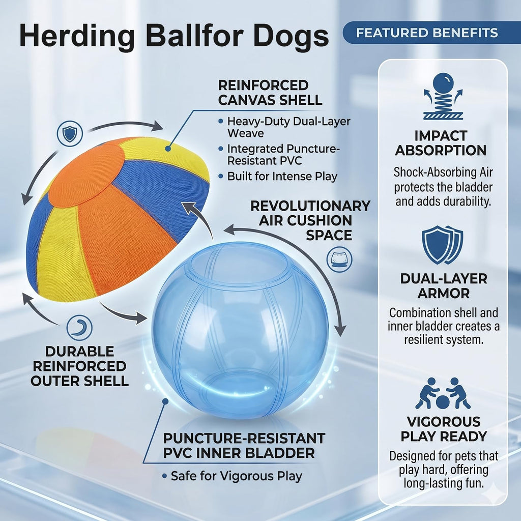 Inflatable Dog Ball with Handle Cover & Pump 18in Z783