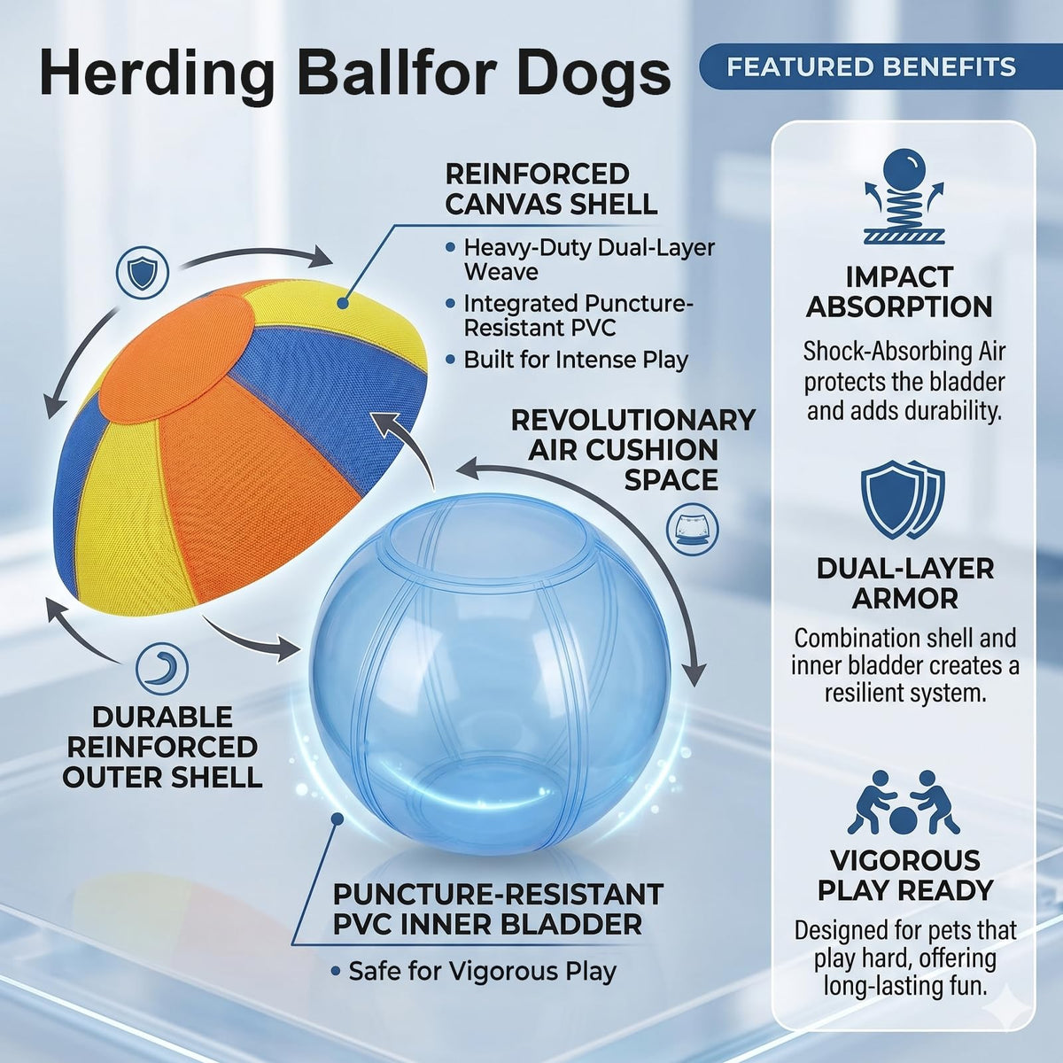 Inflatable Dog Ball with Handle Cover & Pump 18in Z783