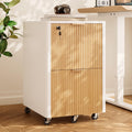 2 Drawer Wooden Mobile File Cabinet with Lock D227
