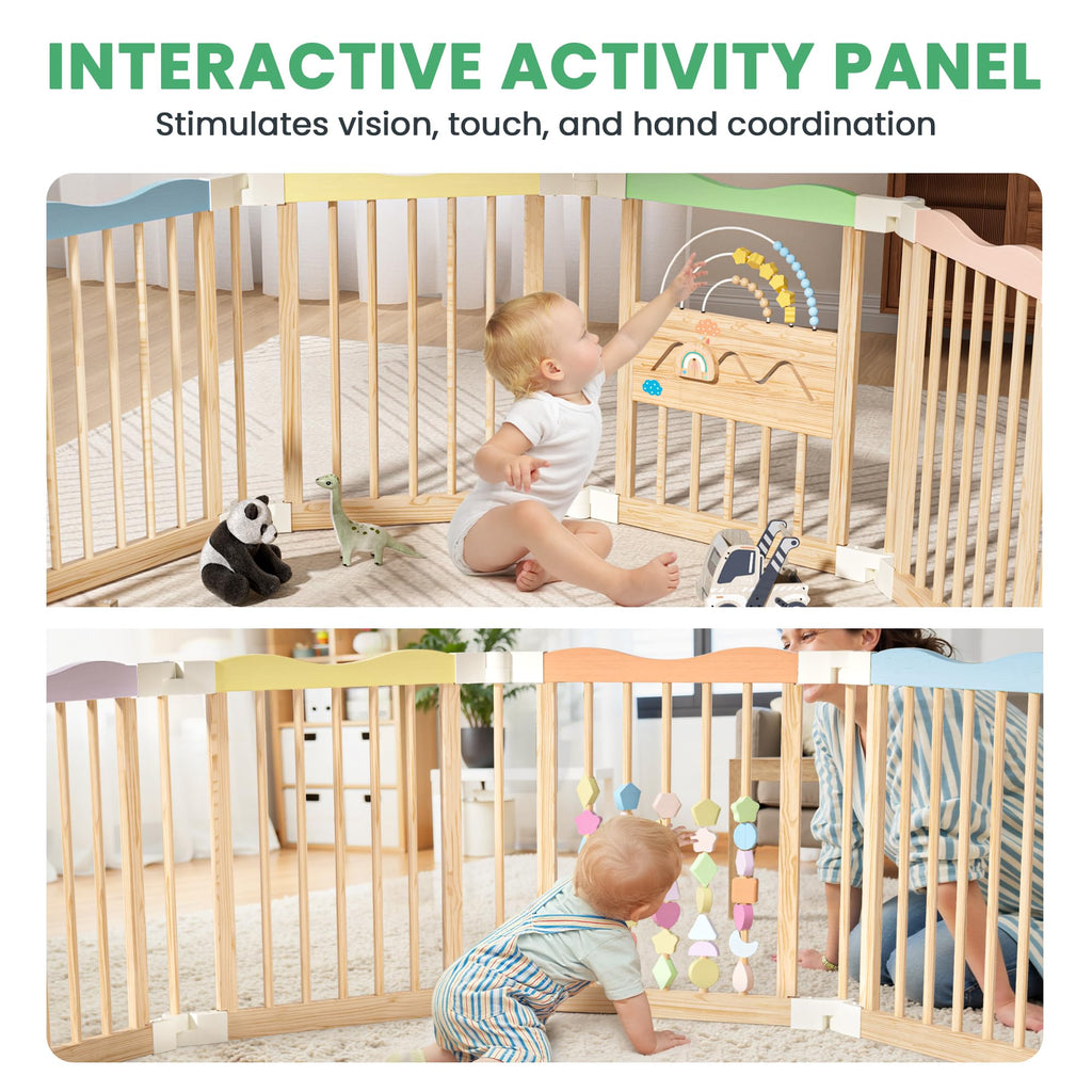 Foldable Wooden Baby Playpen, 45 x 45 x 24 inches L92306