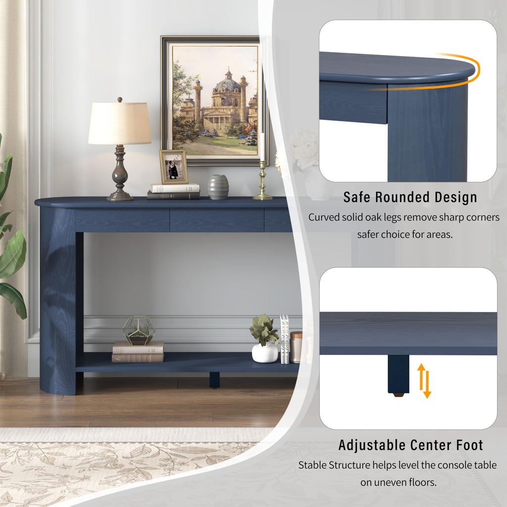Curved Console Table with 3 Drawers and Bottom Shelf T331590