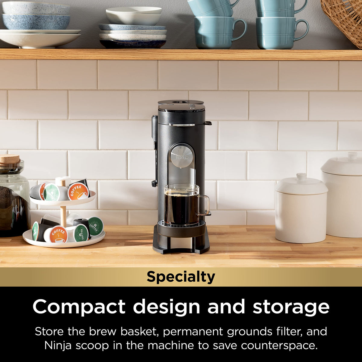 Single-Serve Coffee Maker with Milk Frother, Black B6427