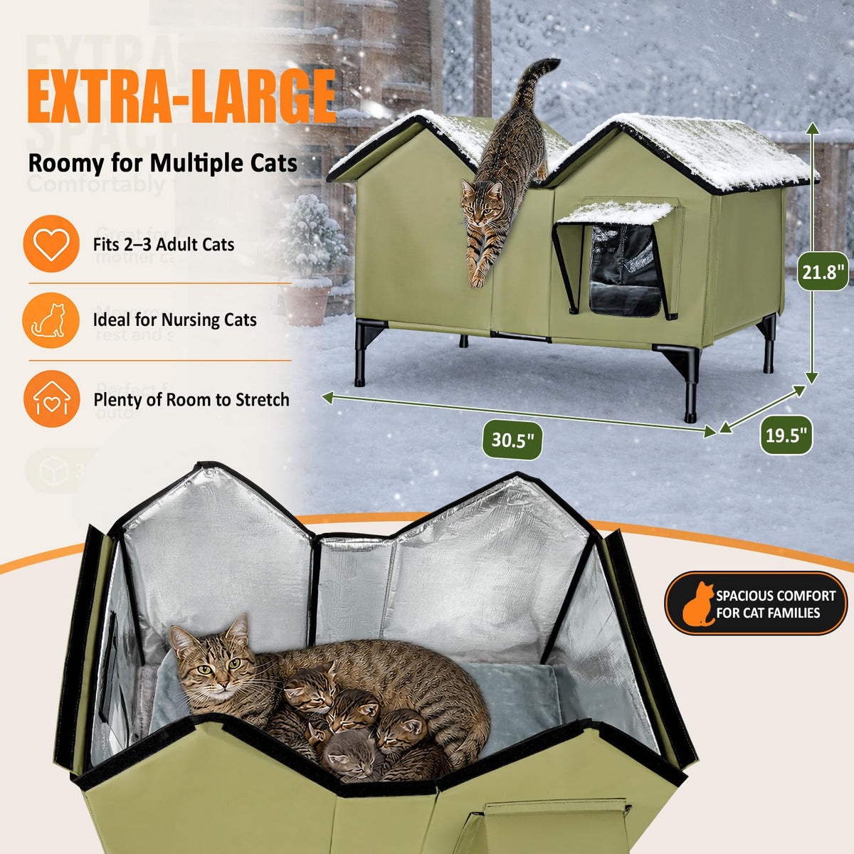 Weatherproof Outdoor Heated Cat House D7898