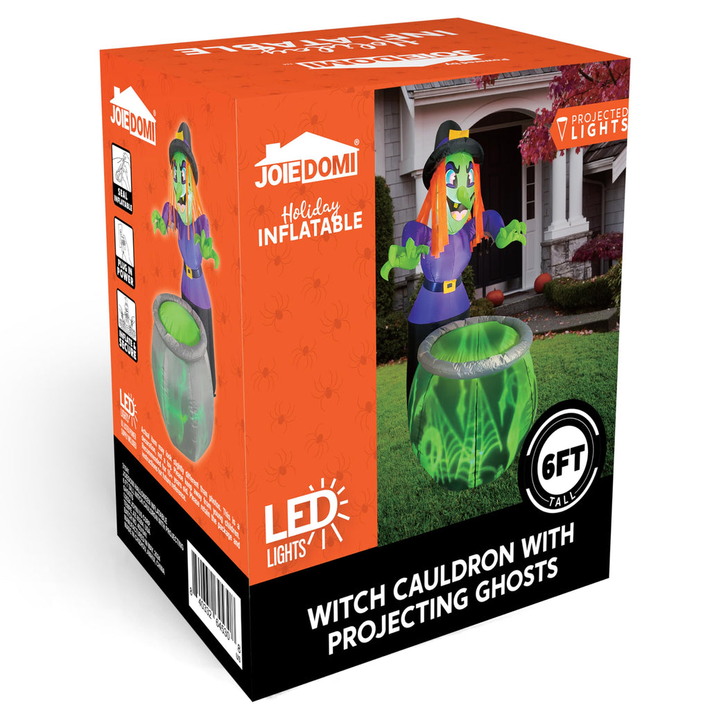 6 Ft Halloween Inflatable Witch and Cauldron Decoration with Green Ghost Light R3302