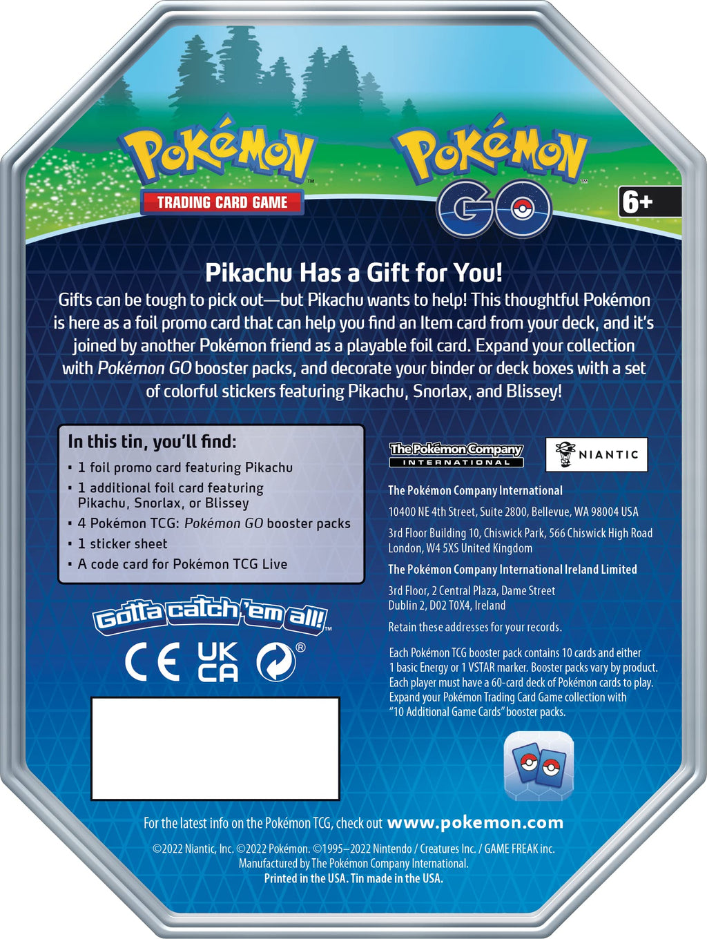 Pokémon TCG GO Tin 2 Foil Cards & 4 Booster Packs J462
